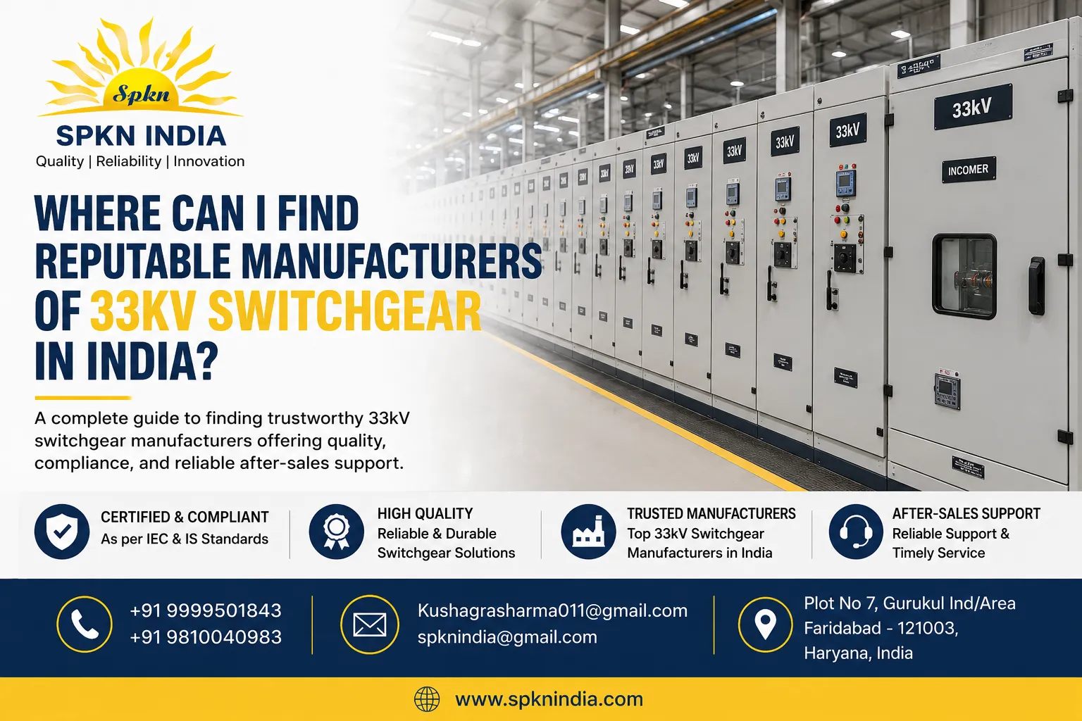 Where Can I Find Reputable Manufacturers of 33kV Switchgear in India