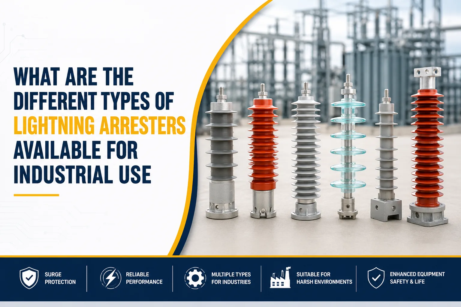What are the different types of lightning arresters available for industrial use
